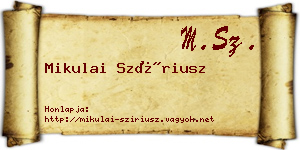 Mikulai Szíriusz névjegykártya